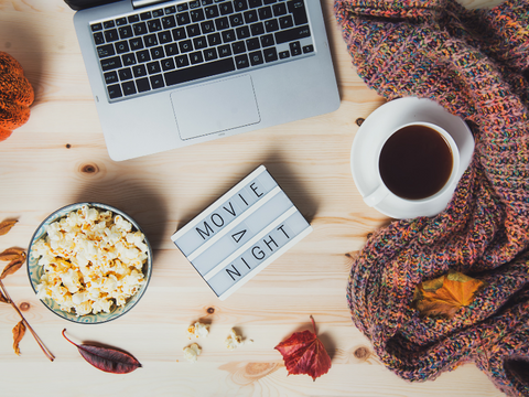 Have a spooky halloween movie marathon for your fall self-care night.