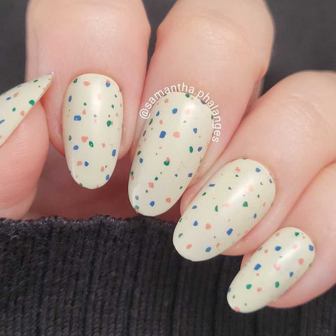 Terrazzo Nails by @samantha.phalanges using the Maniology Terrazzo stamping plate