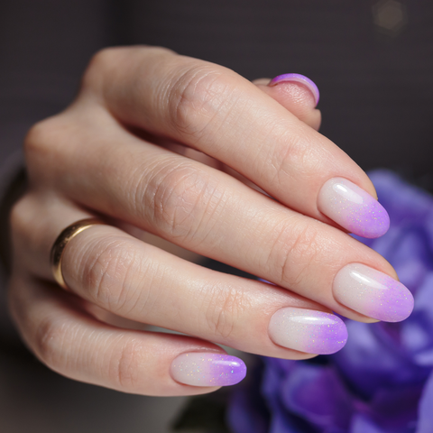 Gradient Purple Glitter Nails: Spring French Manicures to Give Your Nails a Subtle Seasonal Touch