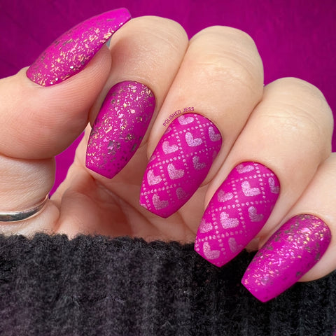 Barbie nails pink iridescent glam