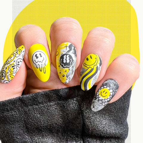 Groovy Smiley Face Nails: Funky and Hippie Festival Nails To Rock Your Summer Fest Look