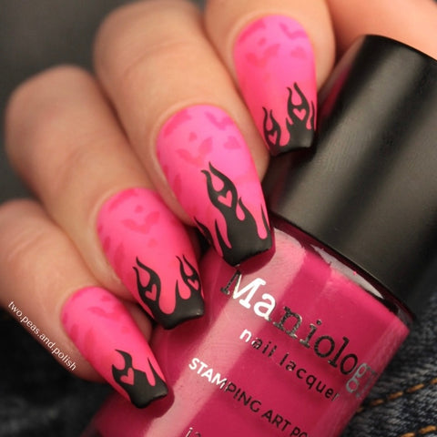 Hot pink flame nails