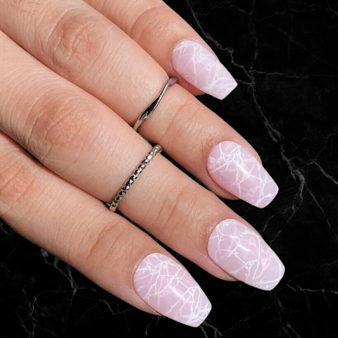 Rose quartz marble nails
