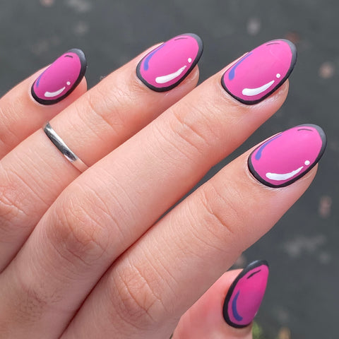 Matte pink pop art nails