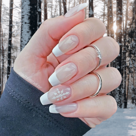 Snow-Kissed Tips (Snowflake French Manicure): Winter Nail Ideas / Winter Manicure