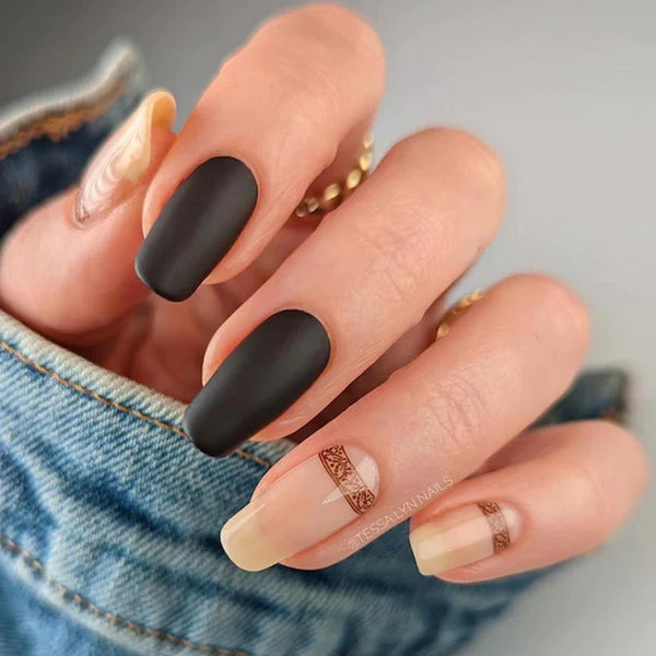 black and natural nail designs nail design other half nail design