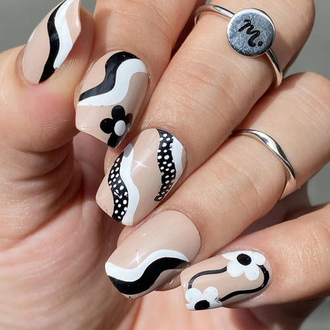 black and white modern nail art august august clear polish nail tech nail art brush sparkly nails