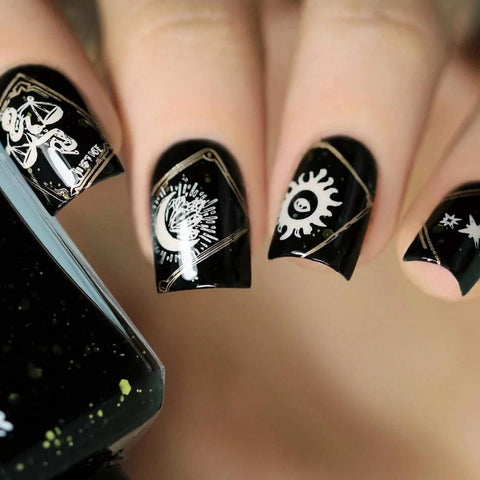 black tarot card nail art