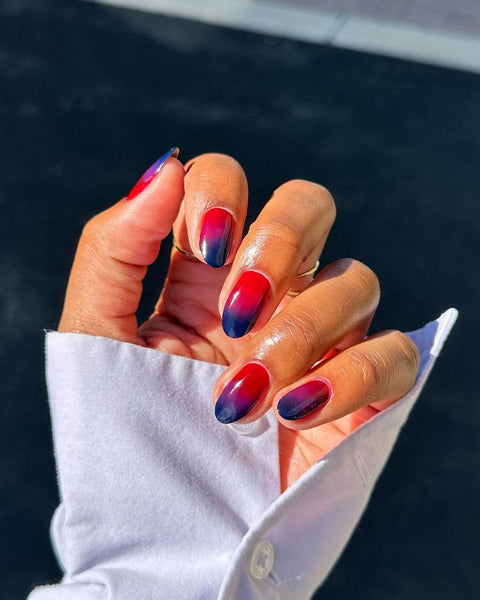 blue red and purple nail art