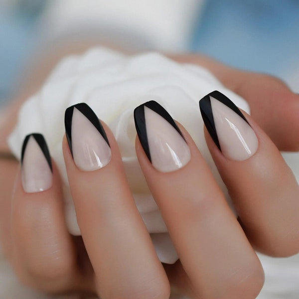simple manicure of black french tips glossy goth nails goth nails goth nails goth nails nail goth goth nails nail nail nails nail dramatic rhinestones hope form trend stand trend charms