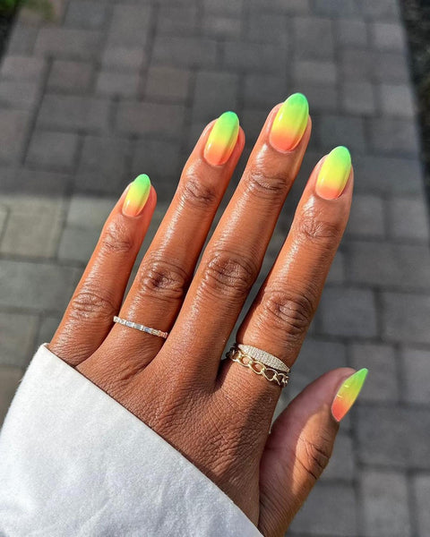 green and orange ombre nails short ombre nails bold heads add perfect bold glam collection