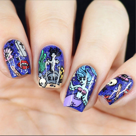 Goth mermaid manicure by @themermaidpolish