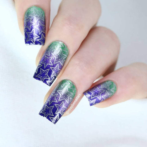 Metallic Gradient Star Nails: Funky and Hippie Festival Nails To Rock Your Summer Fest Look