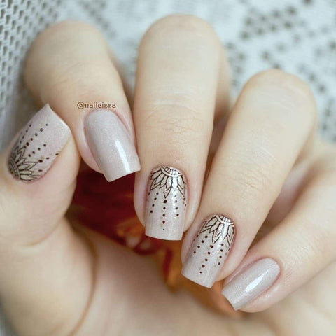 Jelly Nude Nails with Bohemian Fringes: Unique & Stunning Wedding Nail Ideas for Every Bride