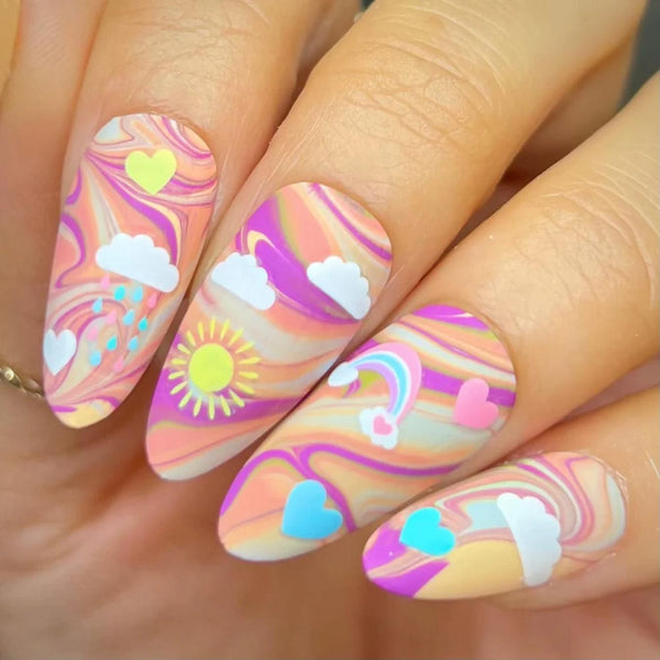 marbled pastel manicure