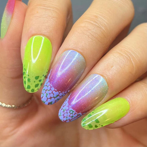 nail art with neon glitter polish beach nails