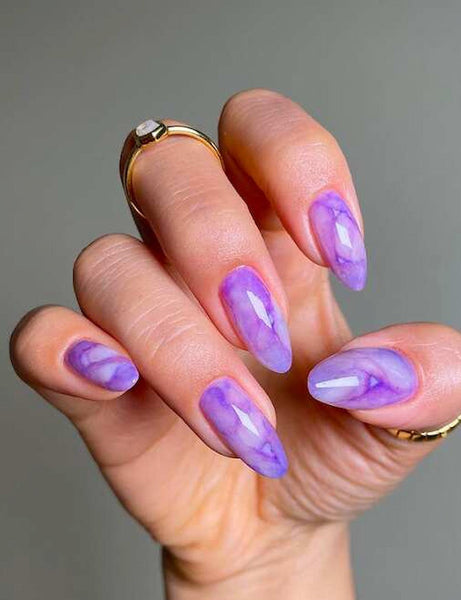 nails with purple marble nail art design wear place color fingertips sun features