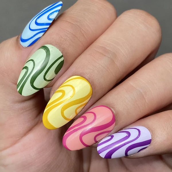 pastel wavy nail art designs nail polish manicure celebration glitter cute bold head week