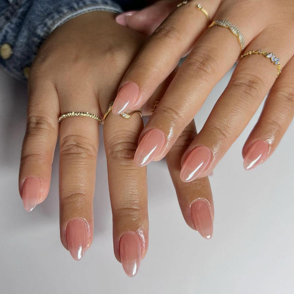 pink glazed nails