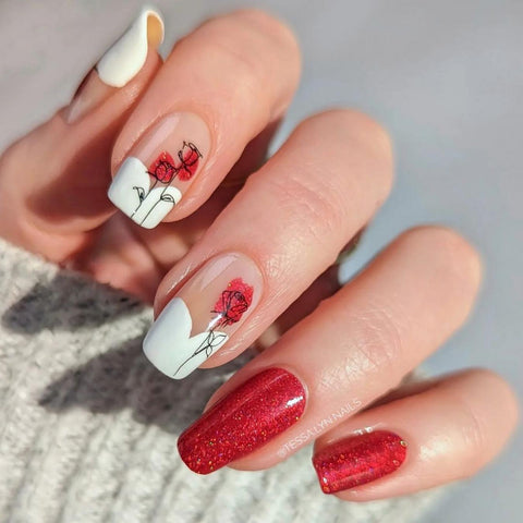 red rose nail art fun style nails wear waves nude classic tropical ocean salon inspiration beach nails