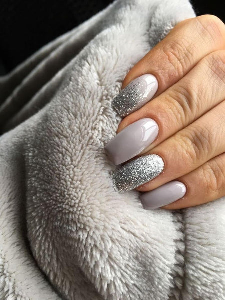 silver nails style night sky