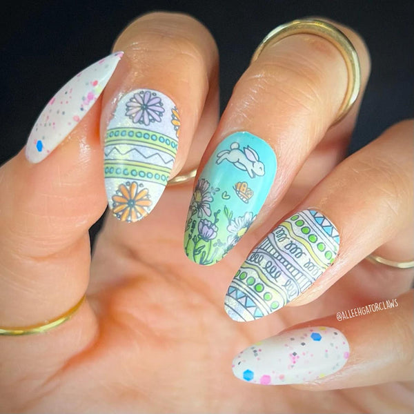 someone's easter nails with bunnies and pastel colors easter nail design nails easter nail design nails easter nail design nails easter nail design nails