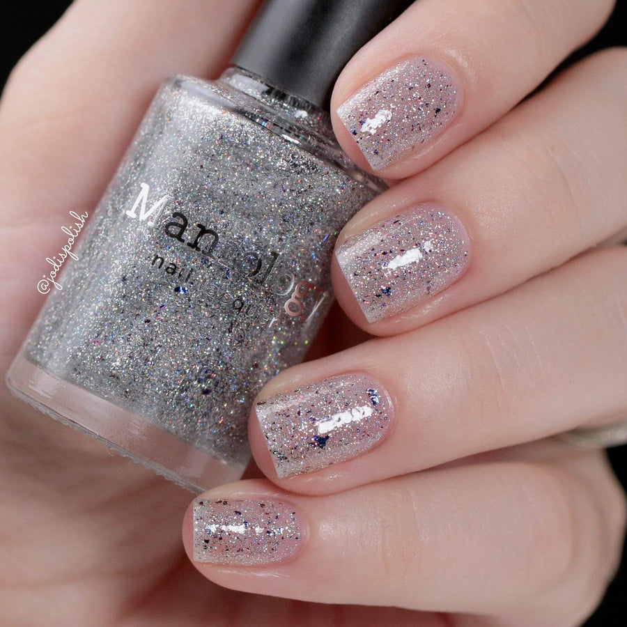 silver glitter nails