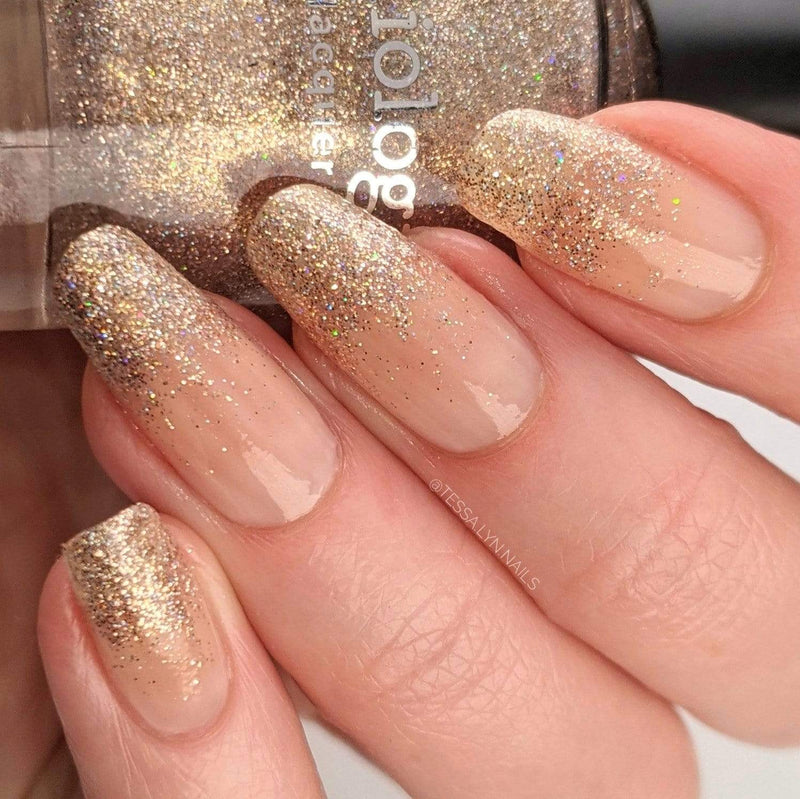 metallic gold nail polish with glitter
