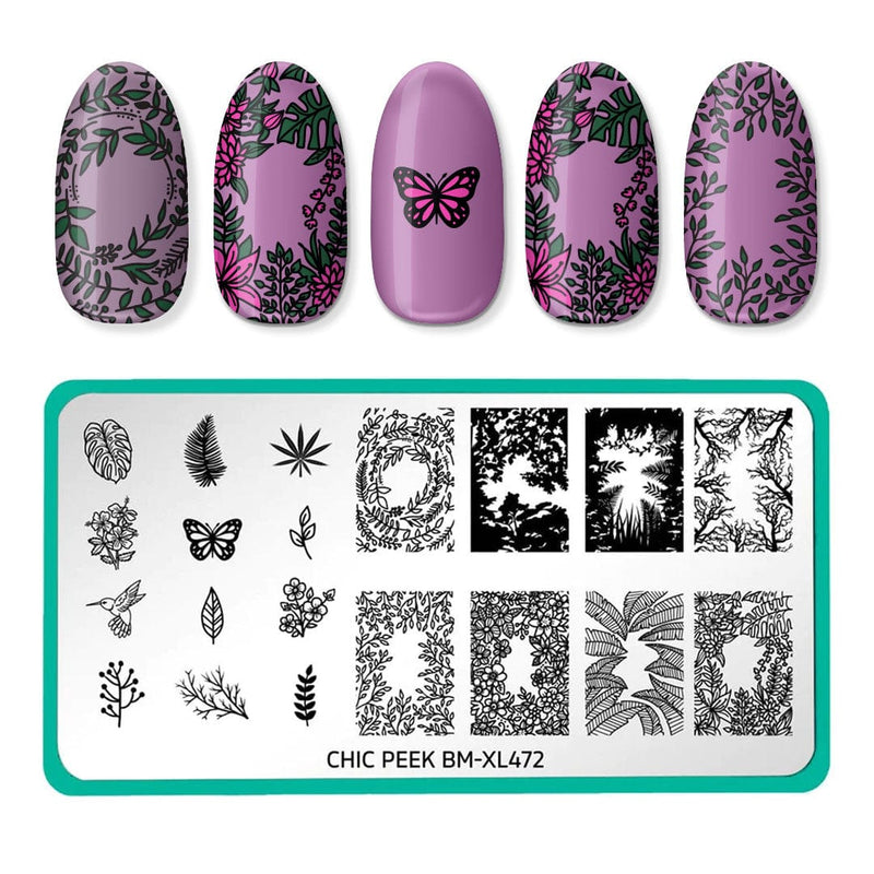 Forest Spirit Chic Peek Nail Stamping Plate | Maniology