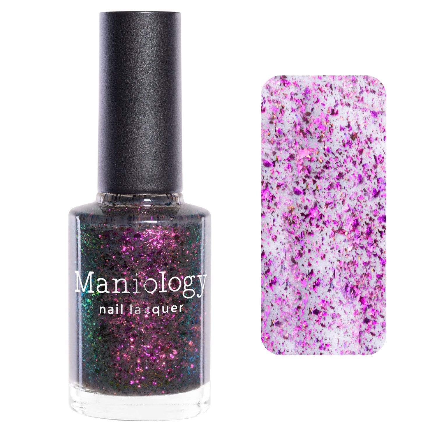 Harvest Moon: Thunder (P119) - Sheer Gray with Pink Orange Iridescent Flakies Nail Polish