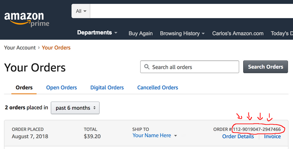 no orders or history on my amazon