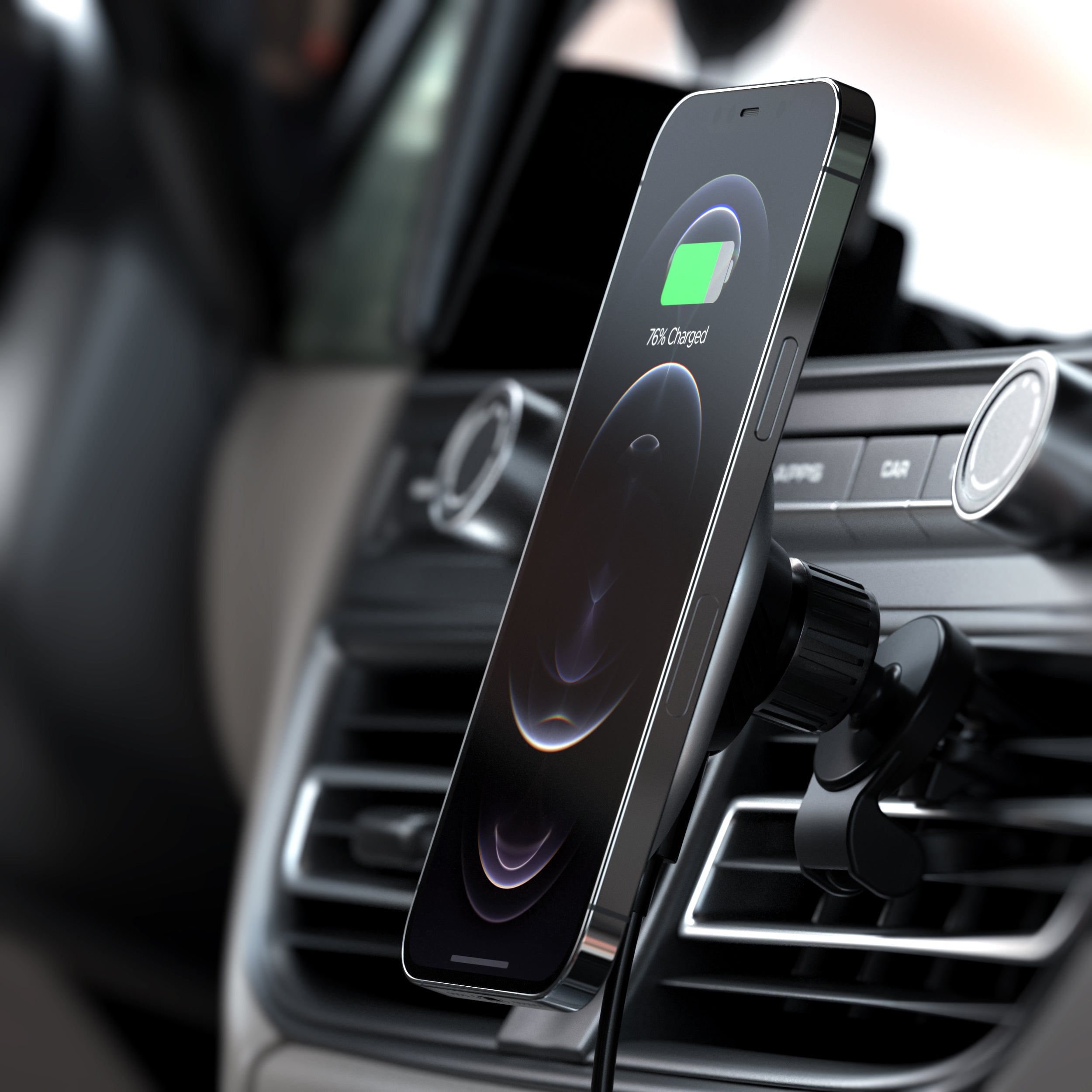 Satechi Magnetic Wireless Car Charger. Featuring Qi wireless charging