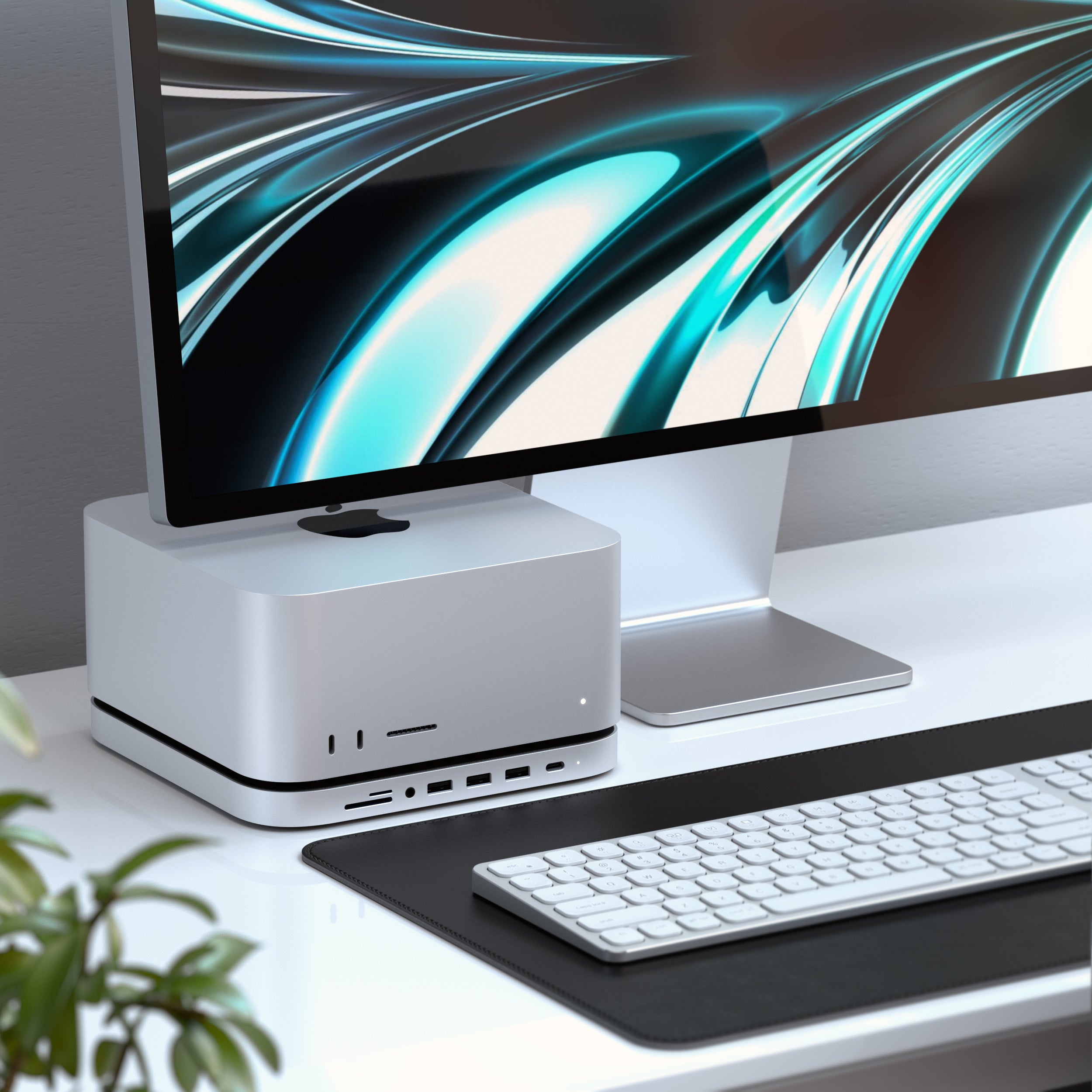 The Satechi Stand & Hub for Mac mini with SSD Enclosure elevates and transforms your M1 Mac Mini into a powerful, surprisingly compact workstation