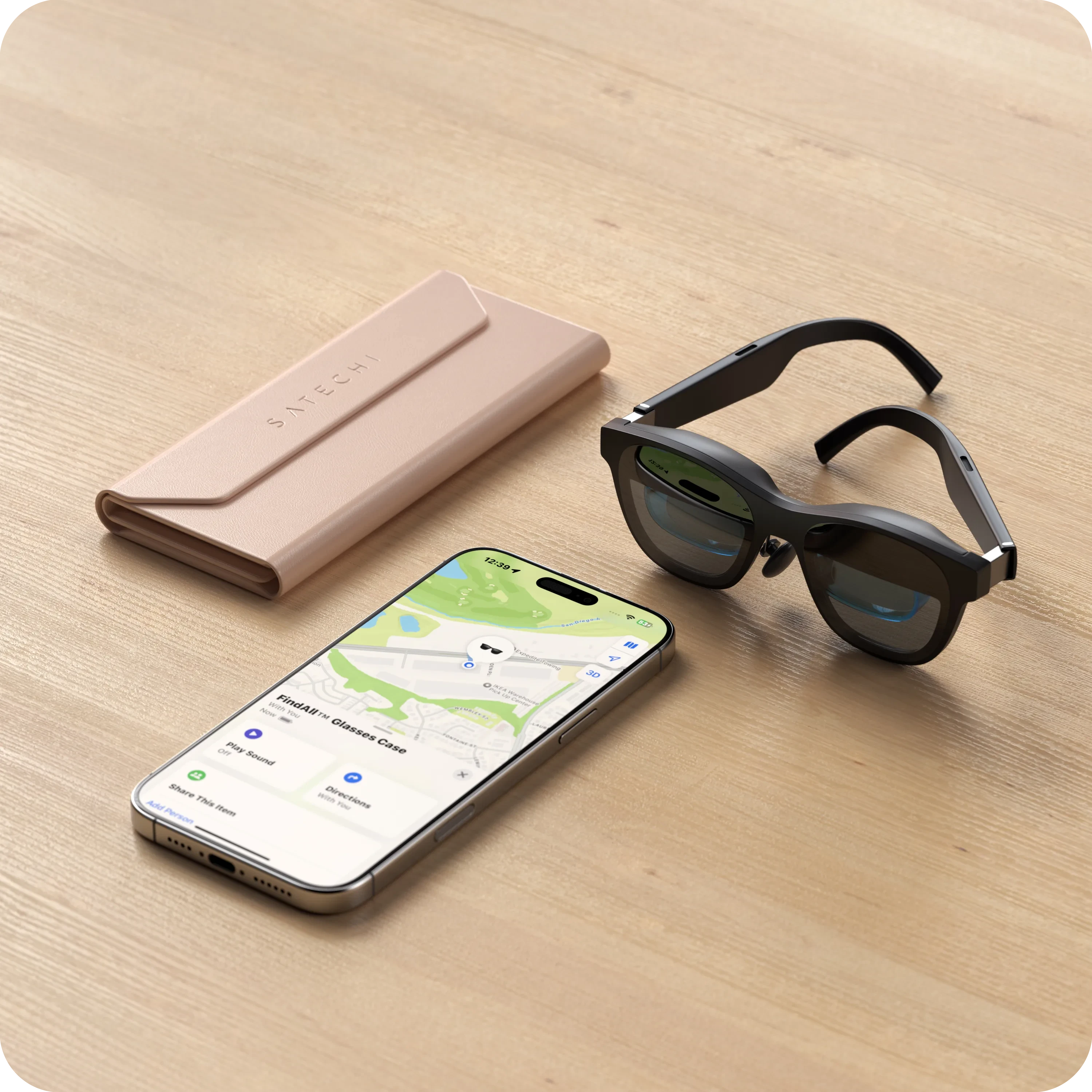 Vegan-Leather FindAll™ Glasses Case Satechi Desert Rose