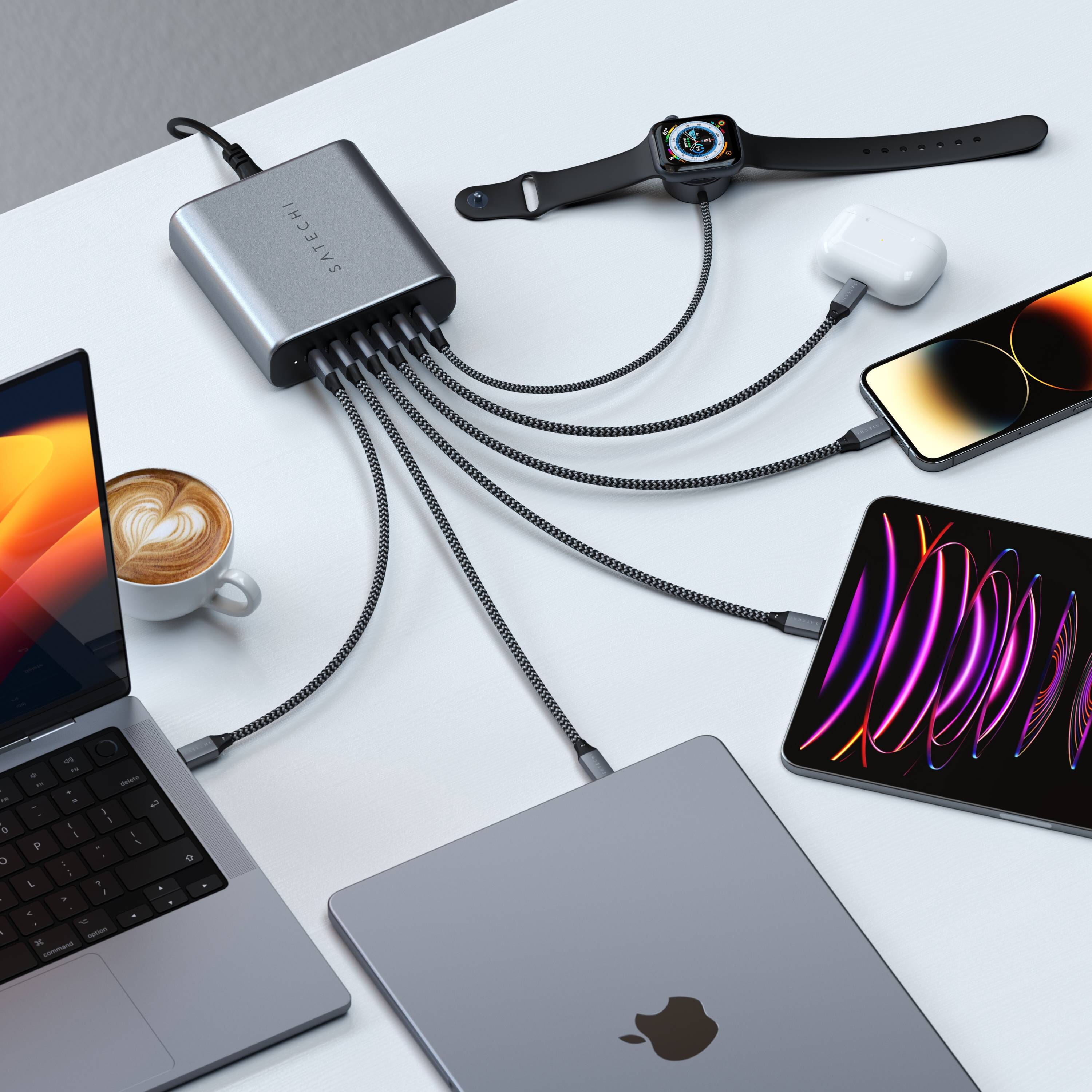 Chargeur USB-C 200 W GaN 6 ports pour MacBook Pro, iPad et iPhone - Satechi  - Adaptateur Secteur - SATECHI