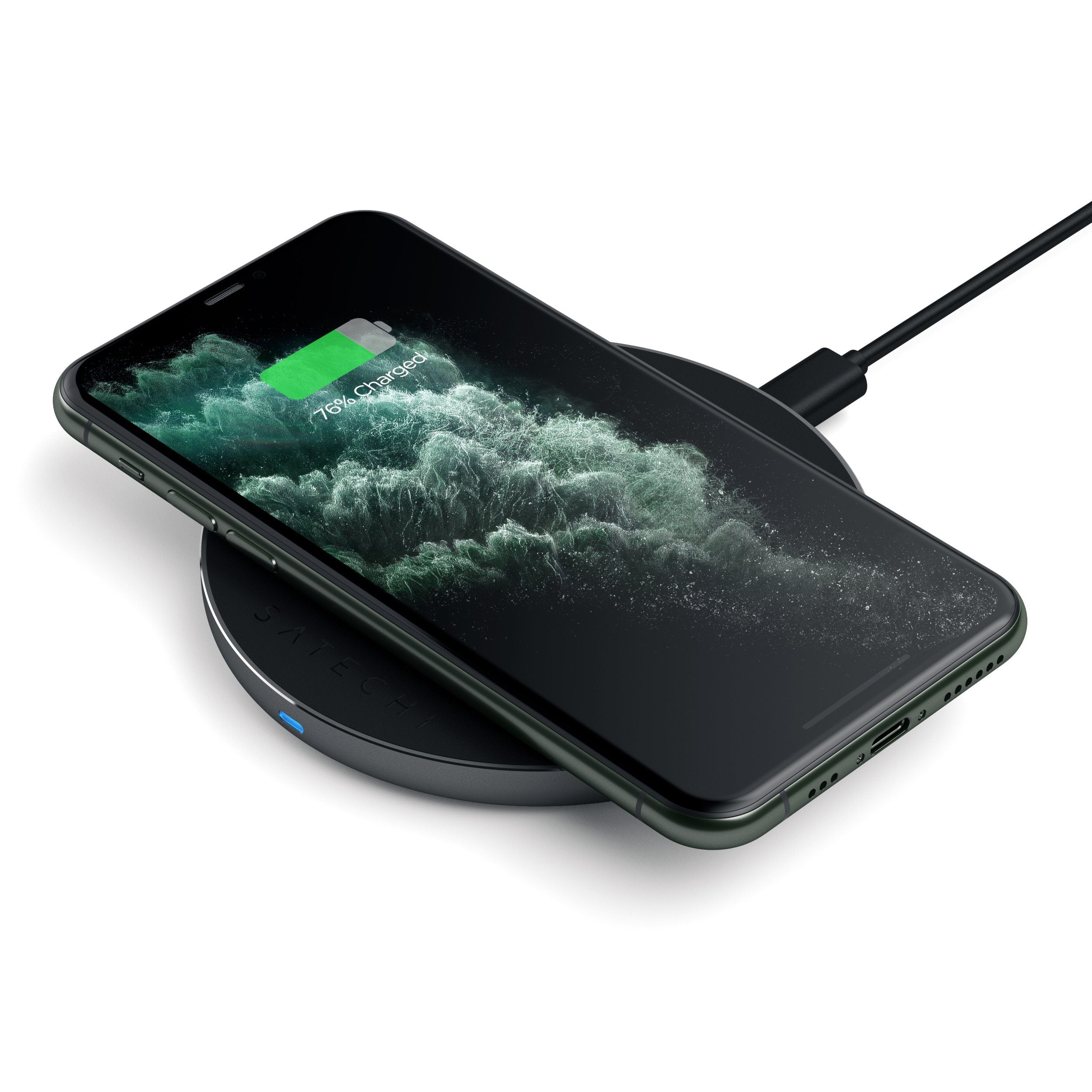 Aluminum Type-C PD & QC Wireless Charger Charging Stations Satechi Space Gray 