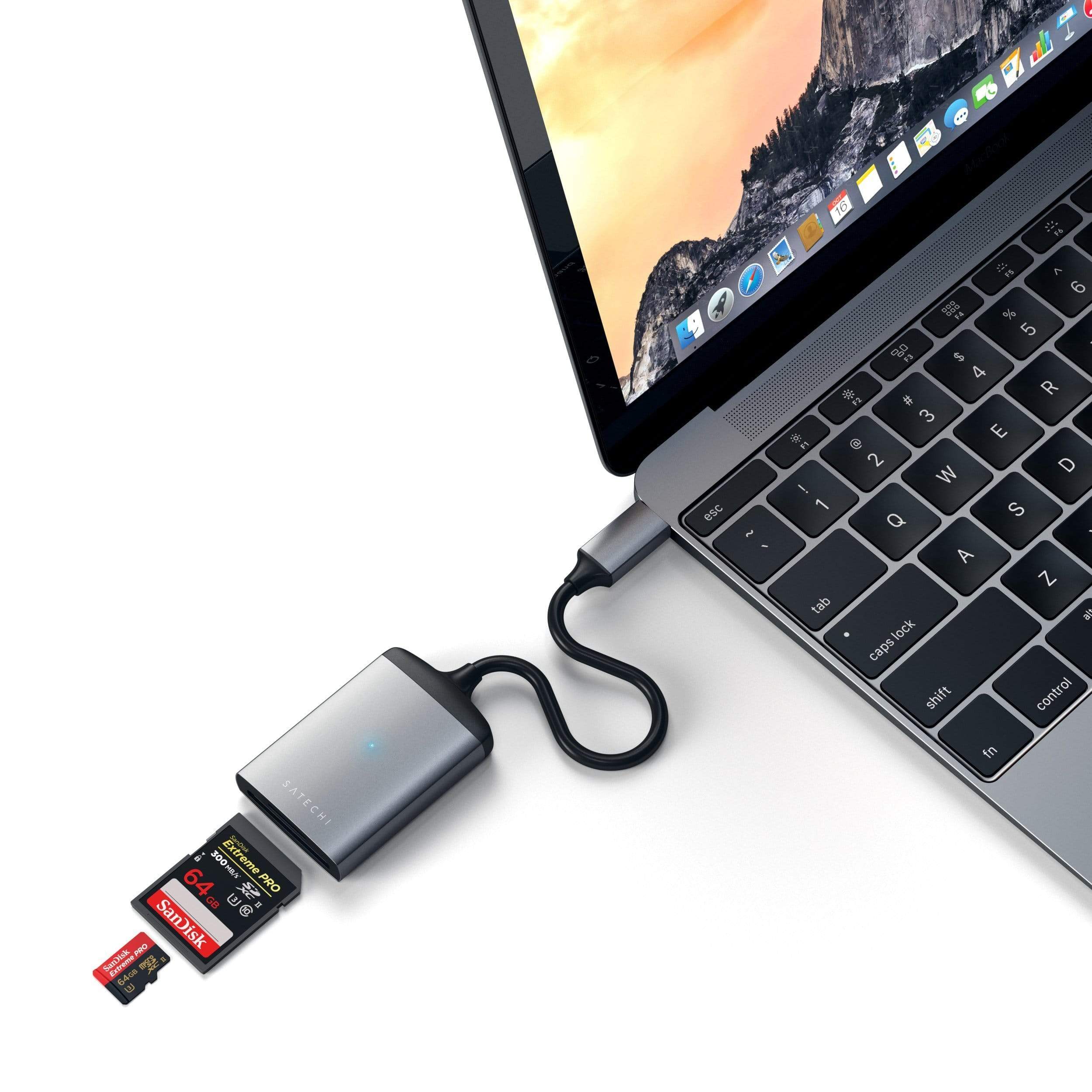 Satechi Aluminium Type-C USB 3.0 & Micro/SD Card Reader - Space Grey