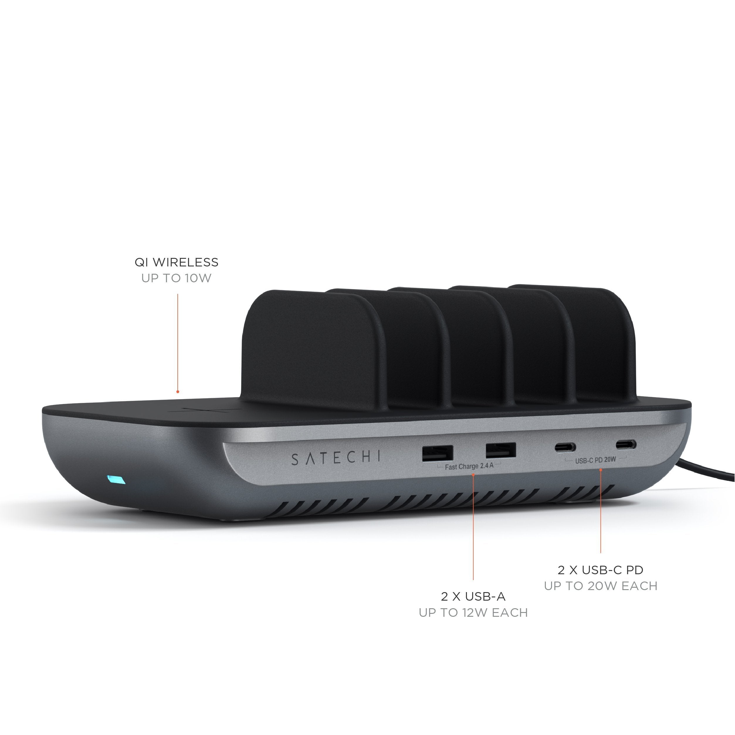 Comprar Satechi Dock5 Estación de Carga Multidispositivo USB-C Qi USB-A  ST-WCS5PM-EU