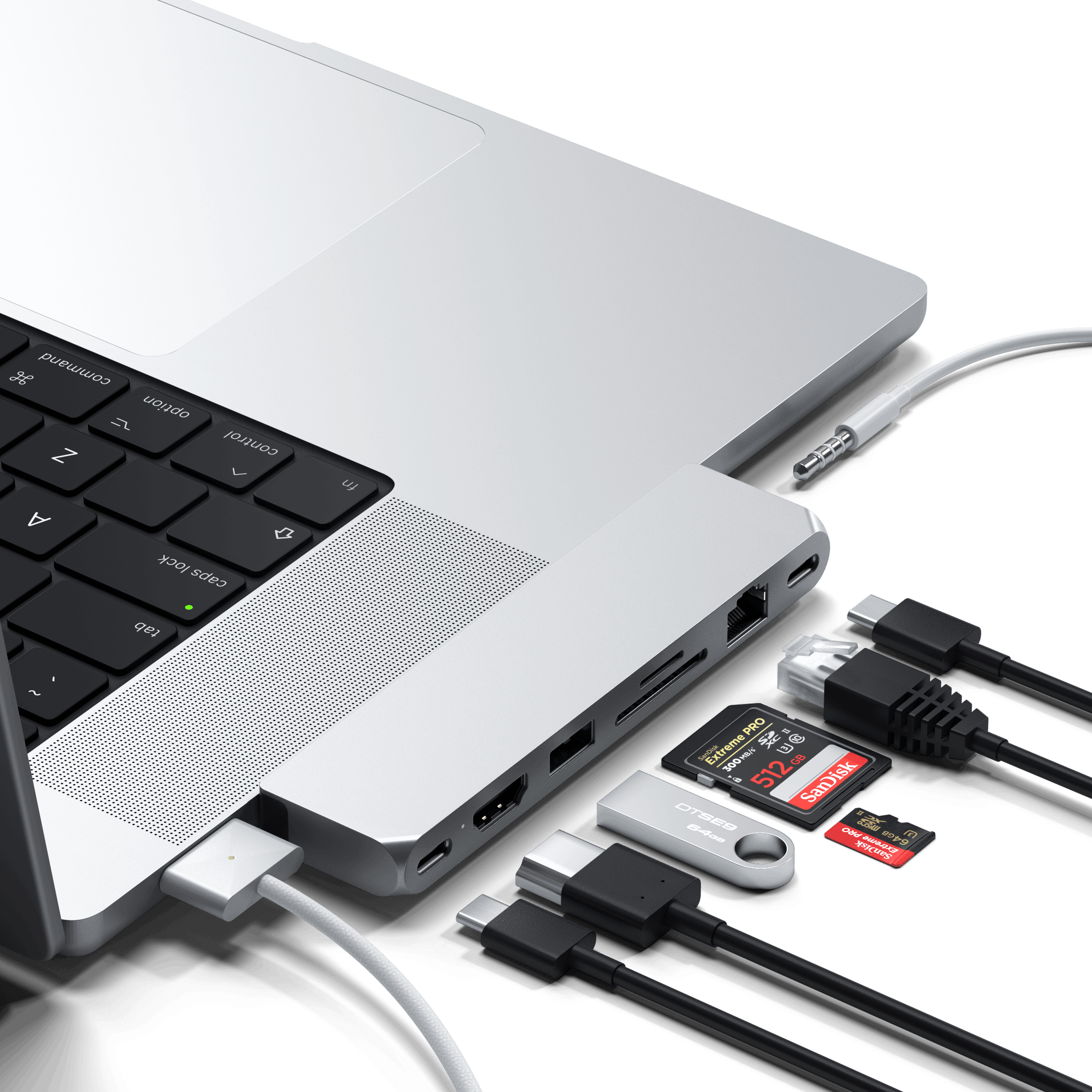 Satechi Hub Macbook Pro Hub Slim Gris, USB USB-C HDMI 4K Lecteur
