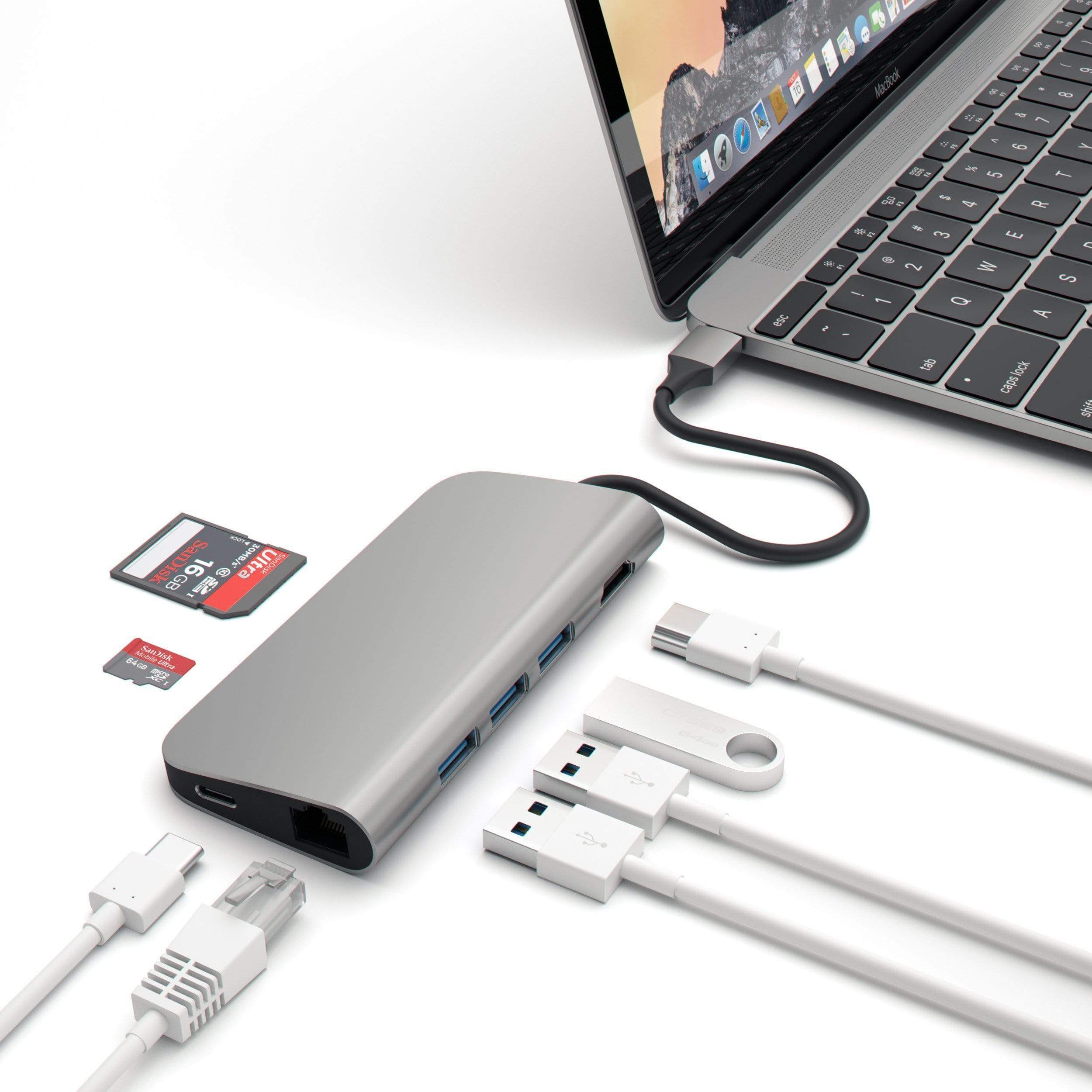 SATECHI - Adaptateur HDMI Double USB-C - Gris Foncé