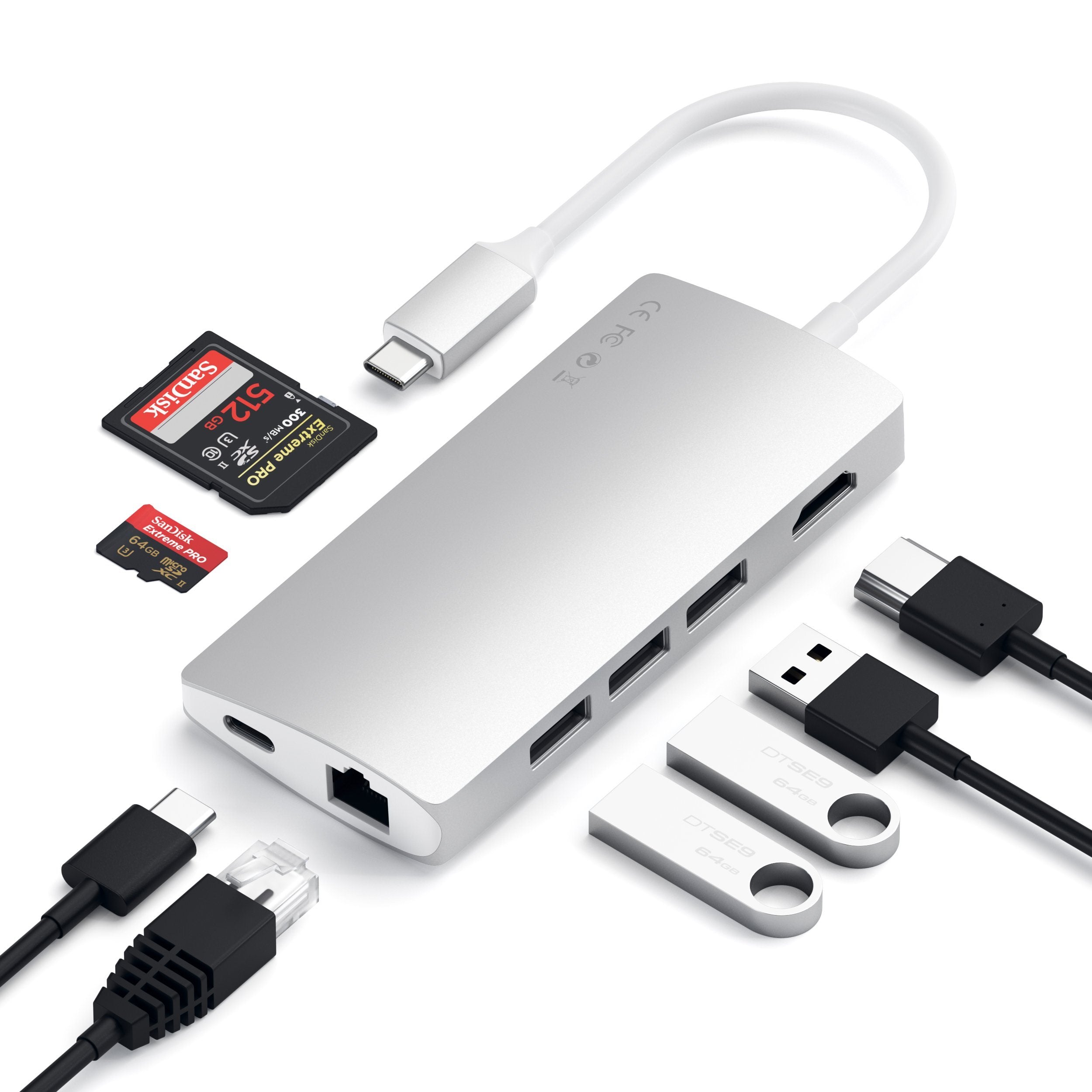 Hub USB C vers HDMI 4K, Disque Dur SSD, 2 USB, USB C - Satechi