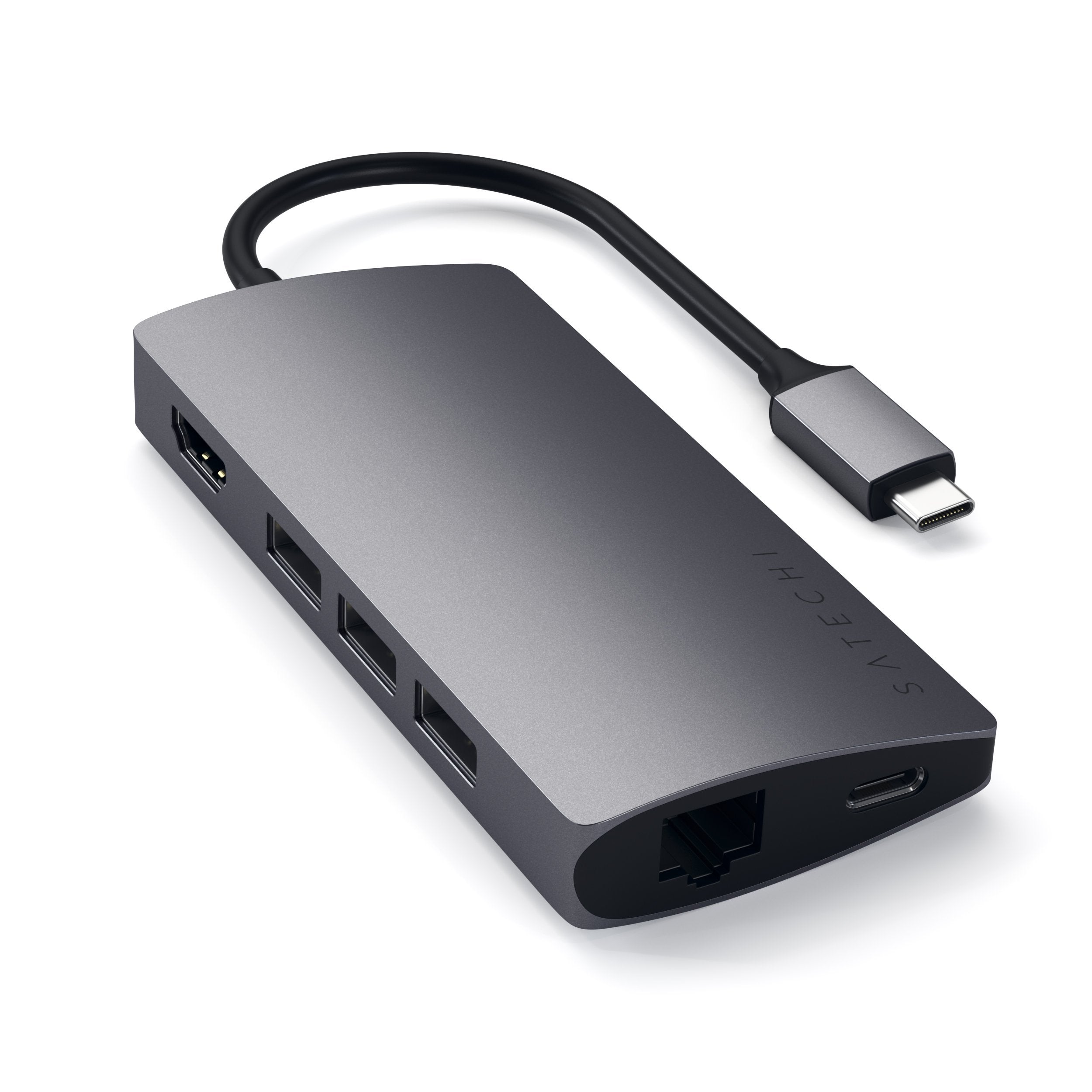Hub USB-C Satechi Pro Slim pour Apple MacBook Air Fin 2018/Fin  2020/Mi-2019/Mi-2022/MacBook Pro ST-HUCPHSS Argent - Hub USB