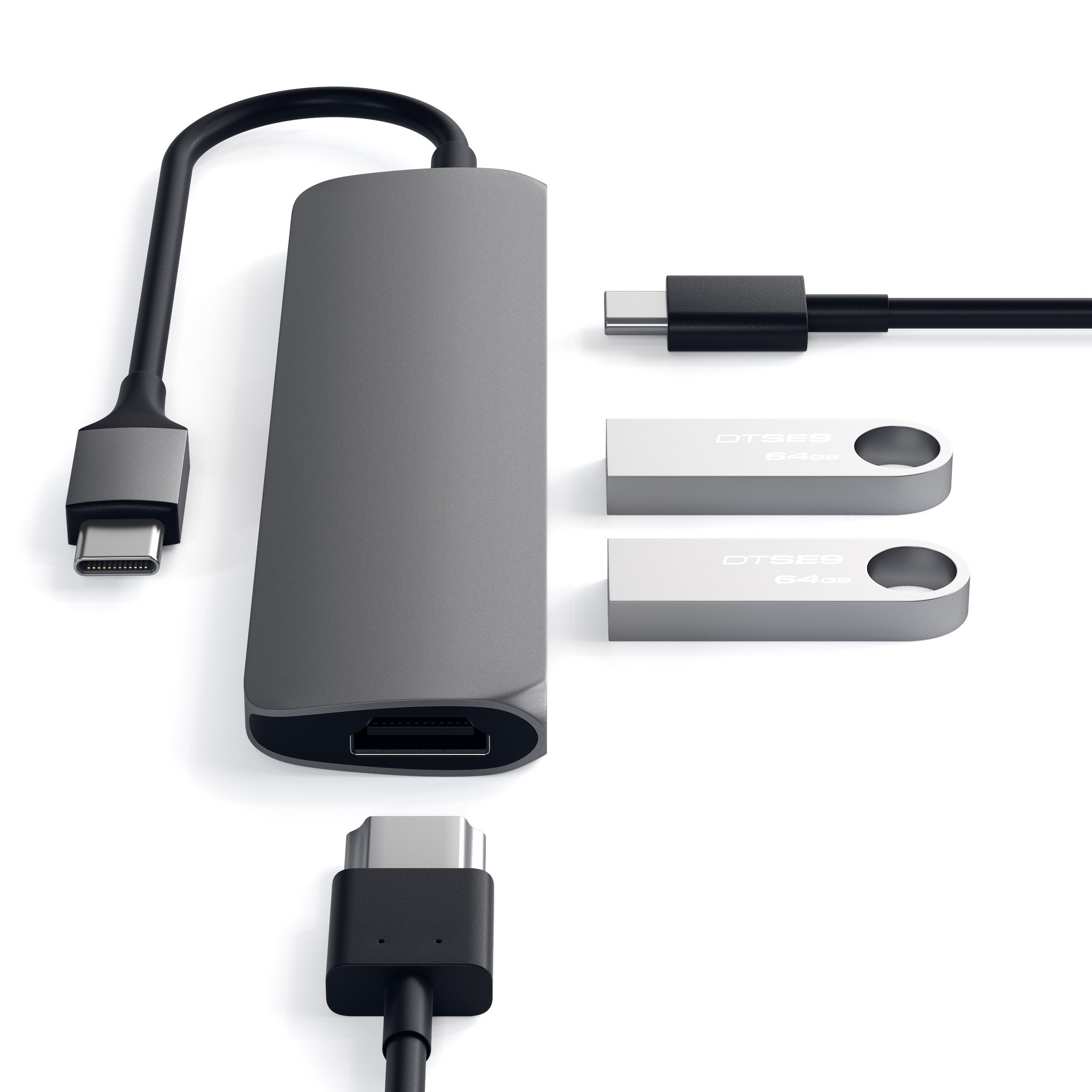 Adaptateur USB-C vers double USB Gris