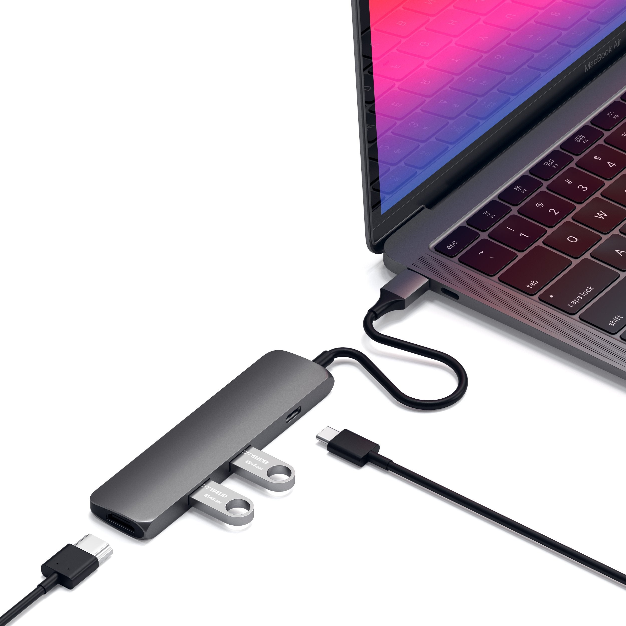 Satechi USB-C Slim Multi-Port with Ethernet Adapter - Docking station - USB-C  - HDMI - GigE 