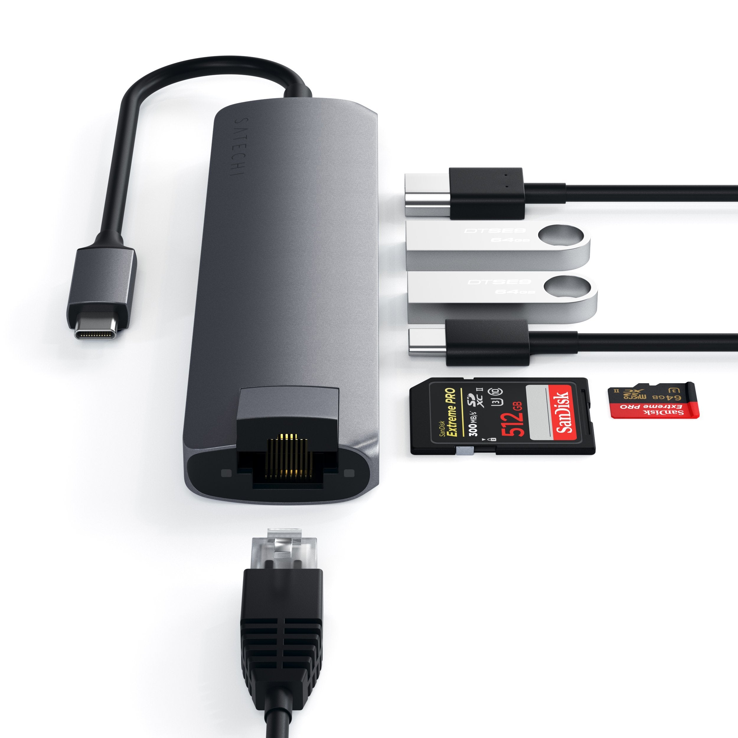 USB-C Multiport Adapter, 4K HDMI, USB-A, Ethernet, PD Charging