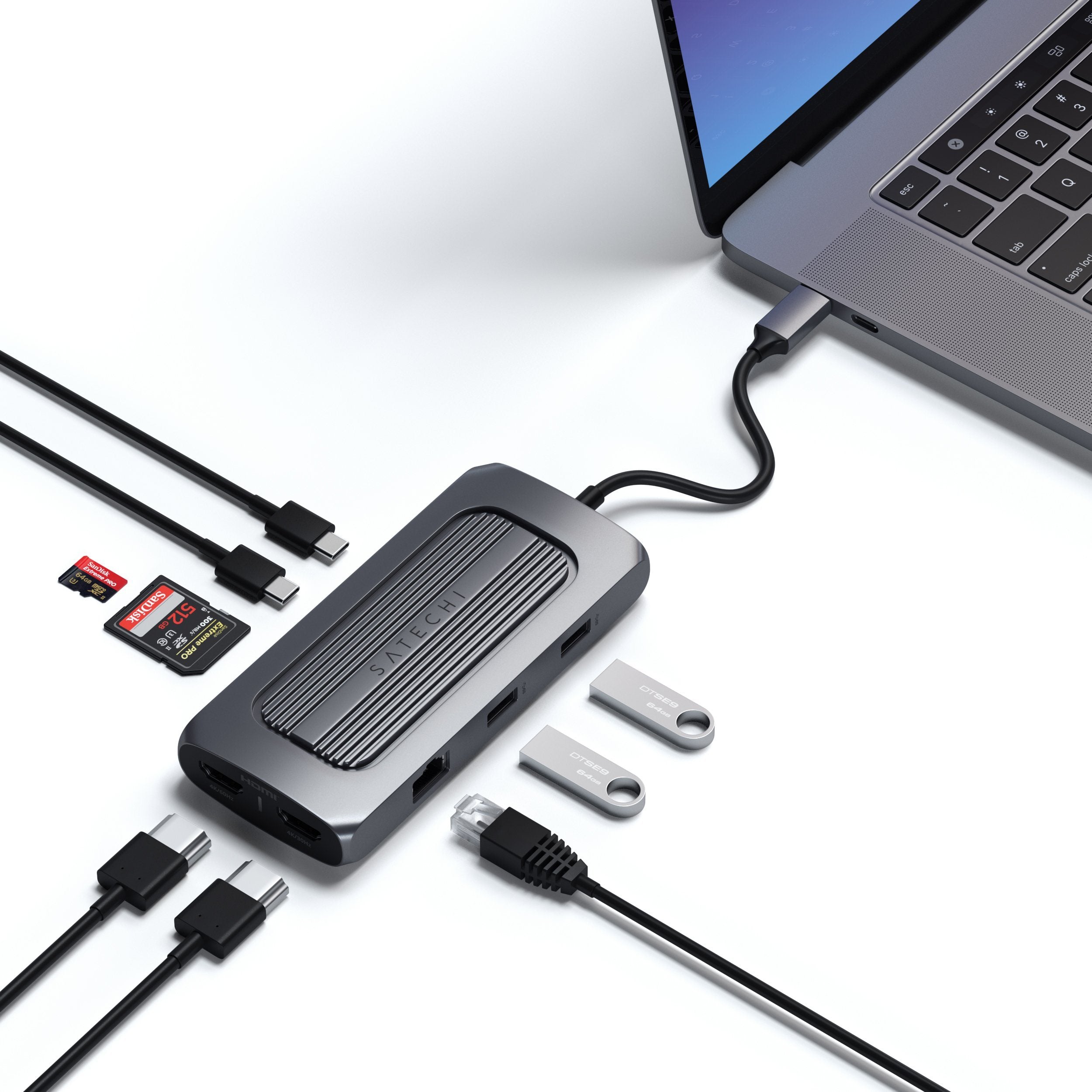 ADAPTADOR HUB MULTIPUERTO USB-C 6 EN 1, HDMI, USB 3.0, T