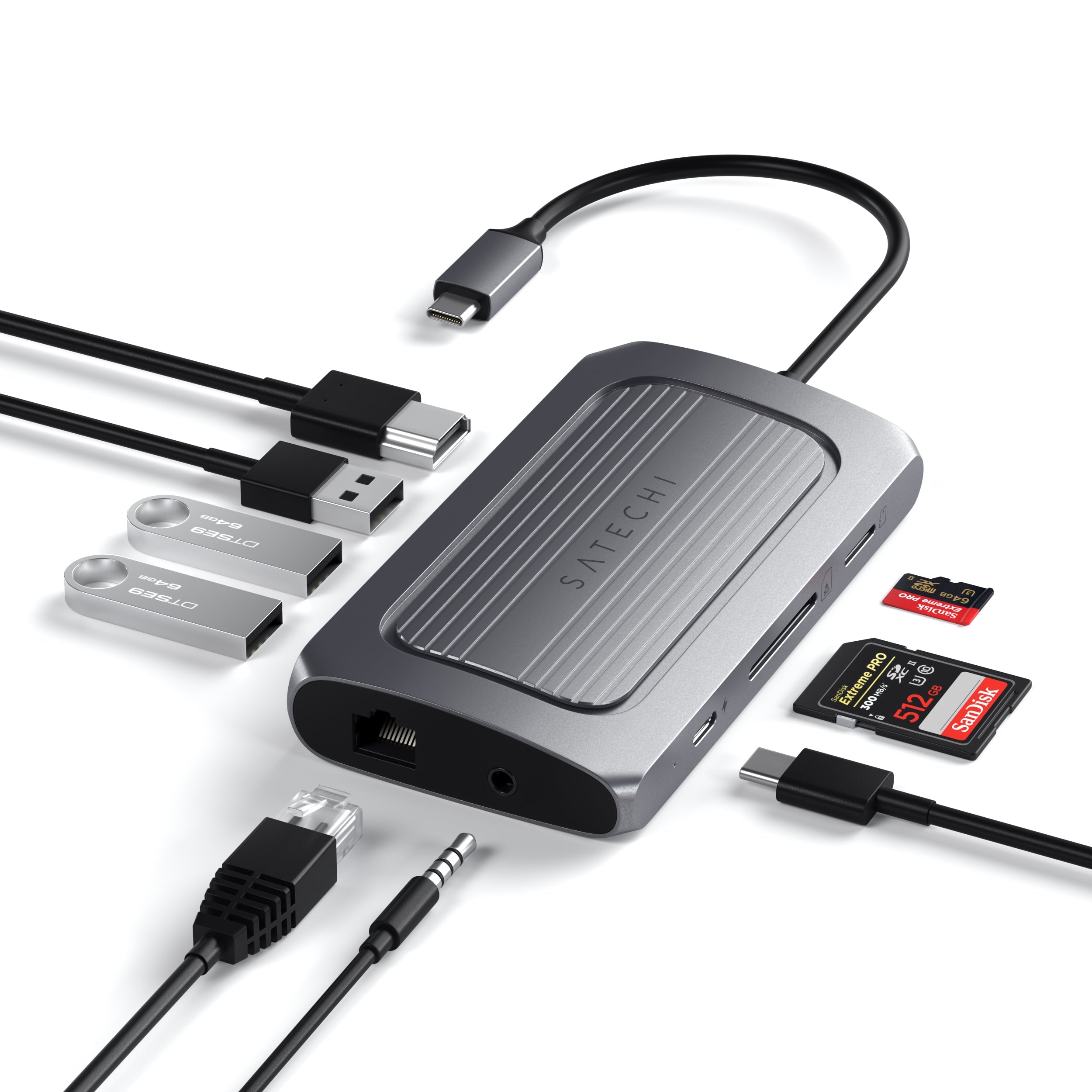 Adaptador multipuertos usb c usb tipo c a hdmi vídeo de 4k pd de 100w