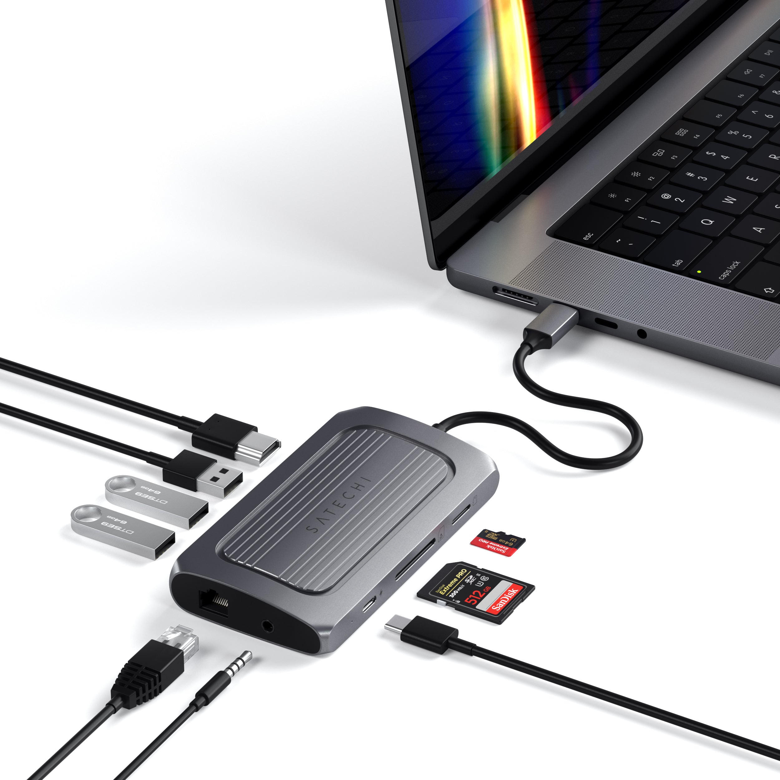 USB C Hub with M.2 NVMe SSD Enclosure 6-in-1 Dock Station 10 Gbps USB 3.1  100W Power Delivery, 4K HDMI 30Hz for Windows & Mac