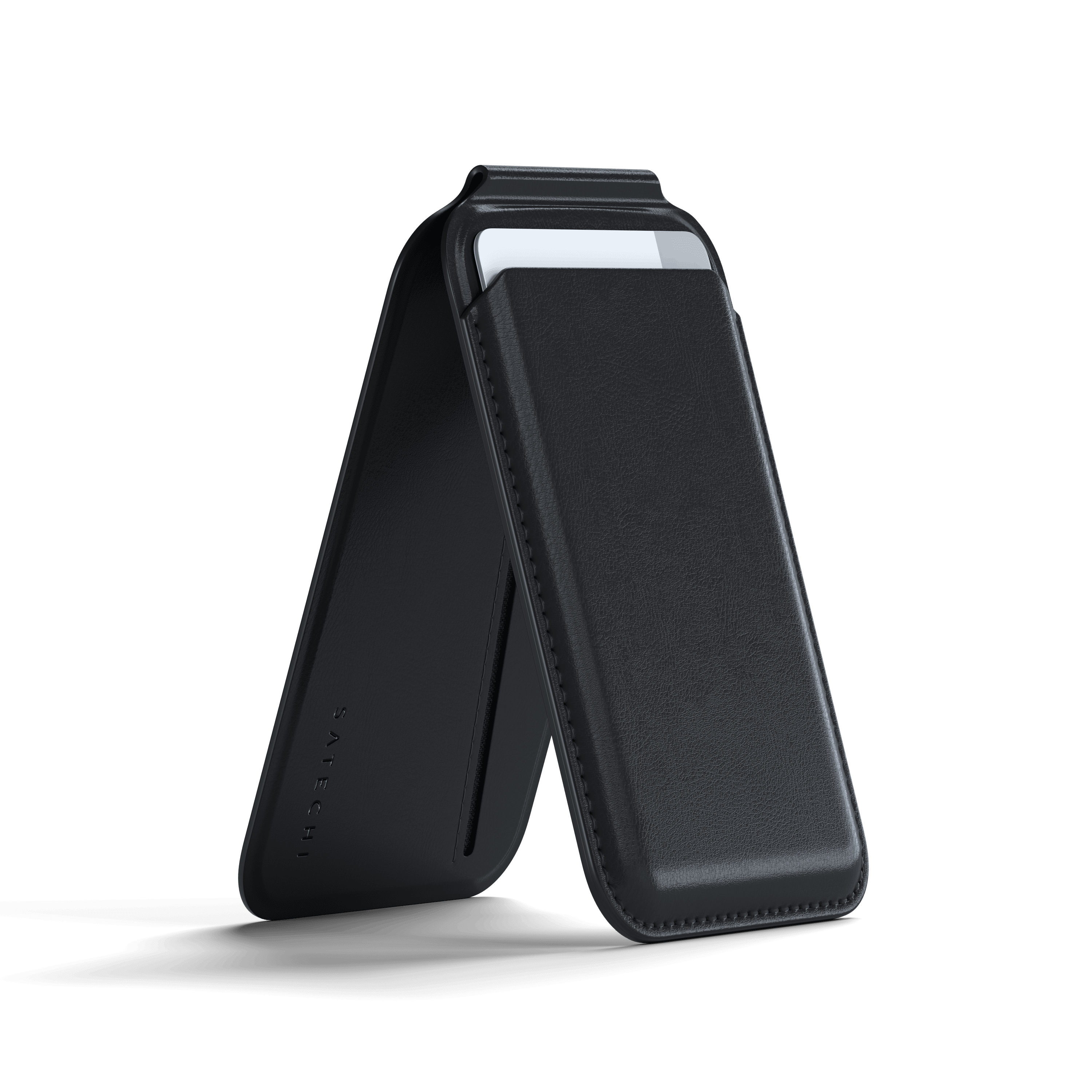 Vegan-Leather Magnetic Wallet Stand Satechi Black