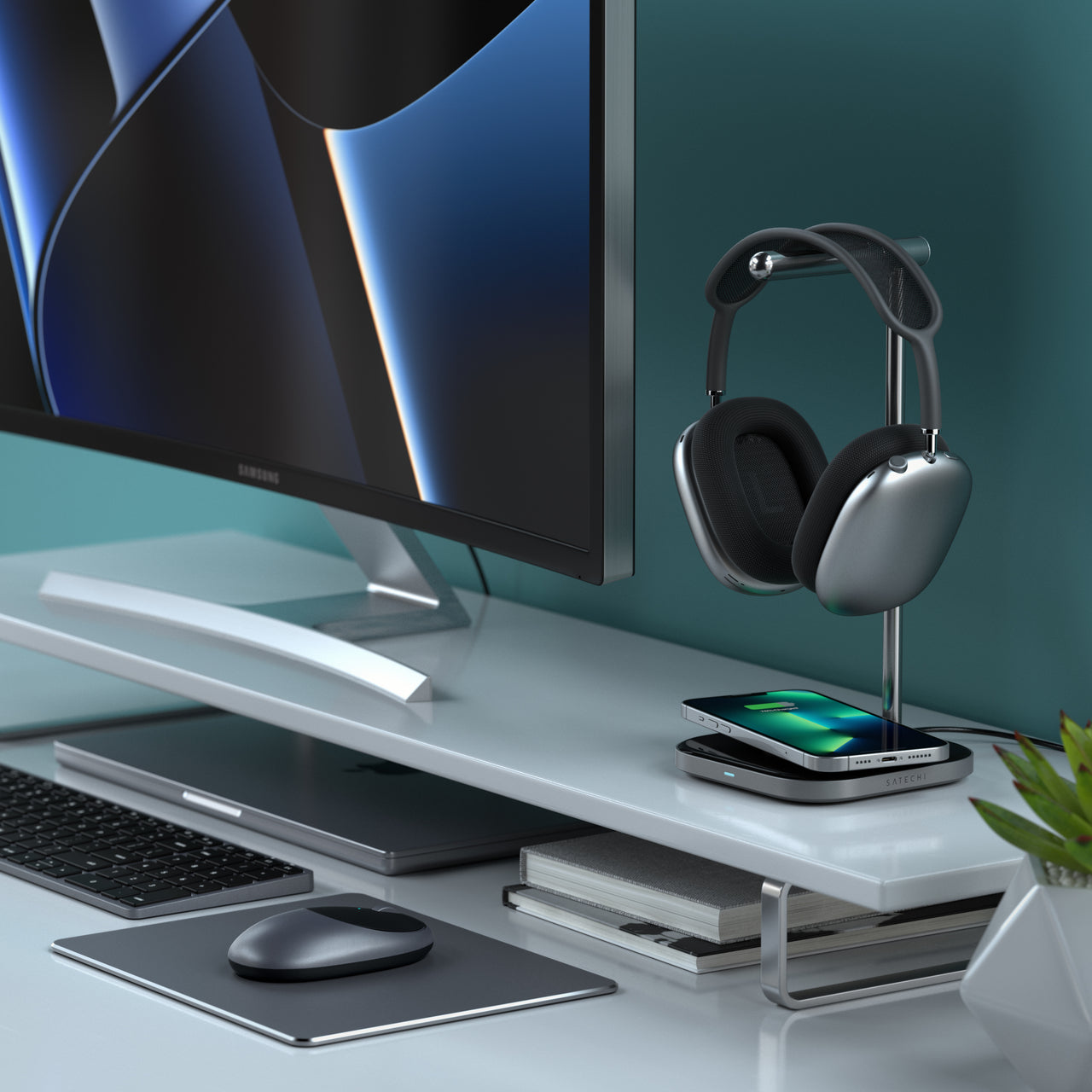 2-in-1 Headphone Stand with Wireless Charger